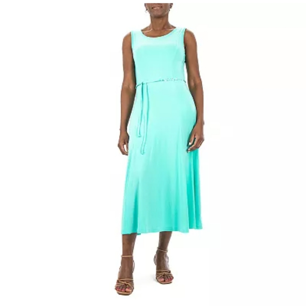 Nina Leonard A-Line Midi Tank Top Dress. Size Small.Color:Robin's Egg(Soft Blue)